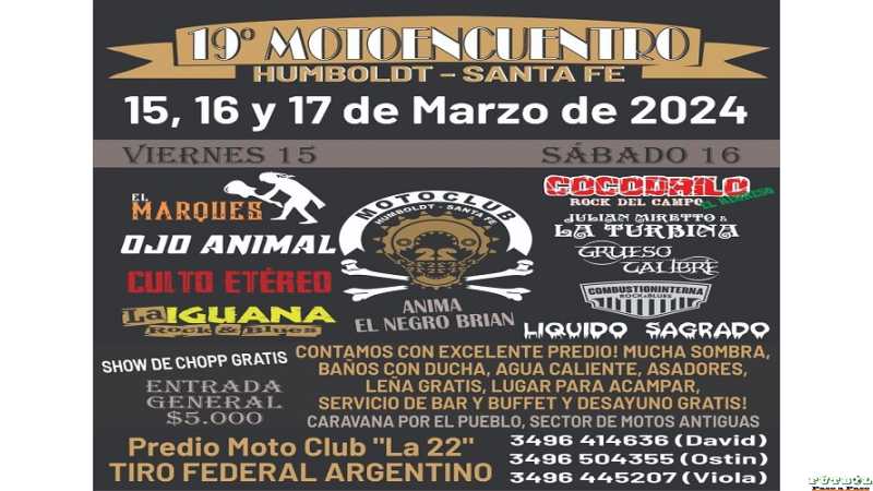 19° Motoencuentro en Humboldt 15-16-17 de Marzo 2024