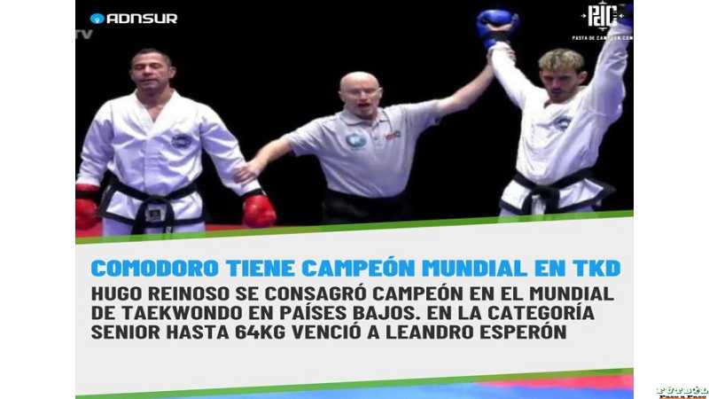 HISTÓRICO: el comodorense Hugo Reinoso se consagró campeón en el Mundial de Taekwondo