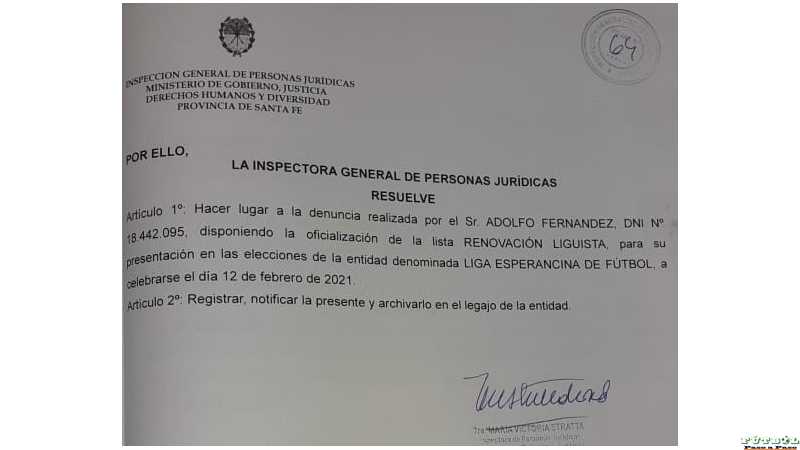 La ley santafesina habilito a la lista Renovación Liguista a participar elecciones 12 febrero