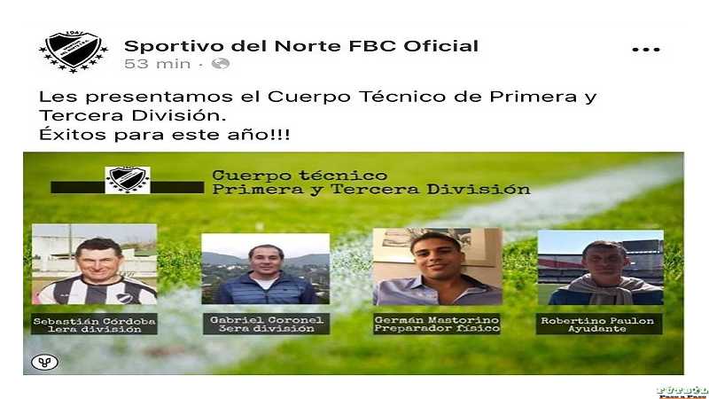 Sportivo del Norte tiene este viernes su asamblea y aqui tenemos DT de 1° y 3era Div