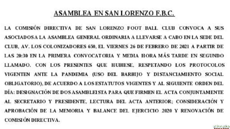 club-san-lorenzo-tendra-asamblea-este-viernes-26-de-febrero-2021