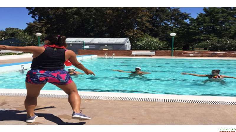 56 fotos que muestran la actividad en natatorio de Alma jrs y muestra de Zumba
