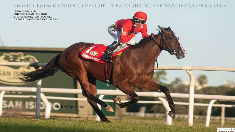 La yegua Linda Isabelle sigue invicta al ganar el Clásico Ricardo Fernández Guerrico jockey Brían Enrique 