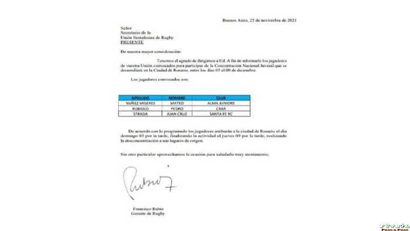 Mateo Nuñez nuevamente convocado Rugby Nacional junto a Rubiolo Rafaela y Strada de Sta Fe