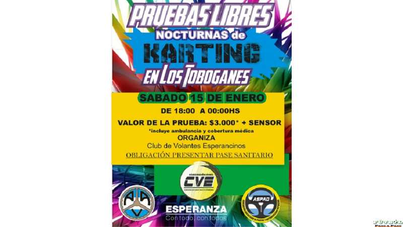 15 enero actividad de Kartyng con pruebas libres  nocturna en Los Toboganes