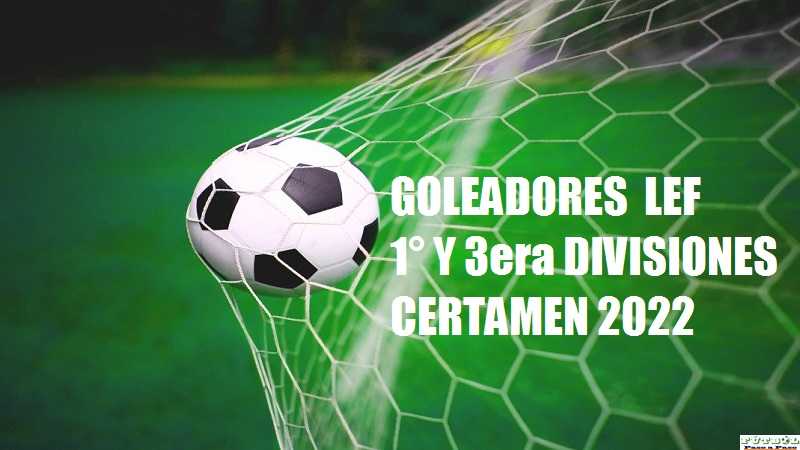 Compartimos Tabla de Goleadores de Primera y Tercera división y Femenino 20-4-2022