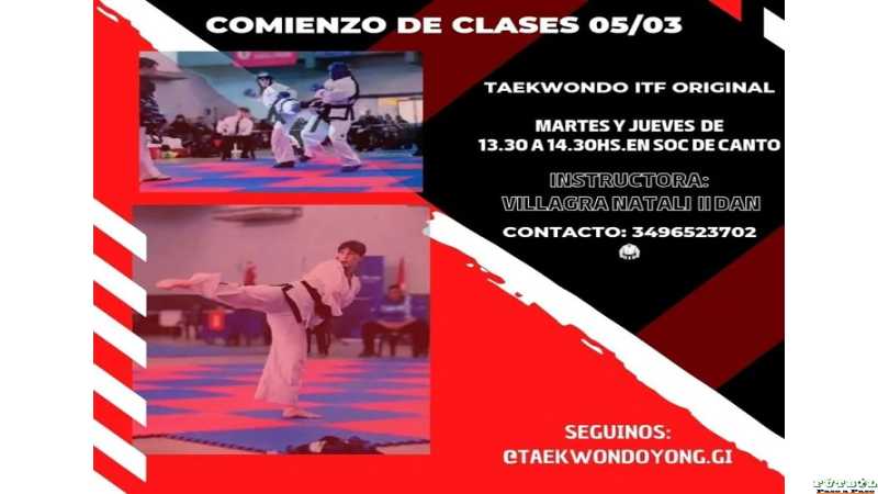 Sociedad de Canto sumamos Taekwondo en el horario de 13.30 a 14.30 con la instructora Natalí Villagra.
