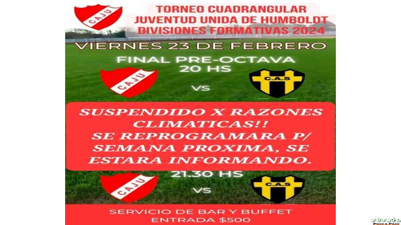 Por el mal tiempo se suspendió torneo de Juv Unida de Humboldt