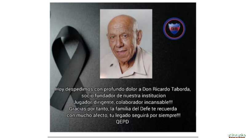 Club Defensores del Oeste despide a una gran persona Ricardo Taborda
