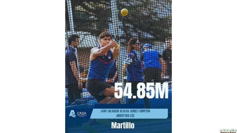 Pampeano Olivera Gómez se coronó campeón argentino en lanzamiento de martillo