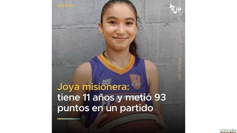 Paulina Ojeda, con tan solo 11 años anotar 93 puntos en un partido del Pre Federal Femenino en Misiones