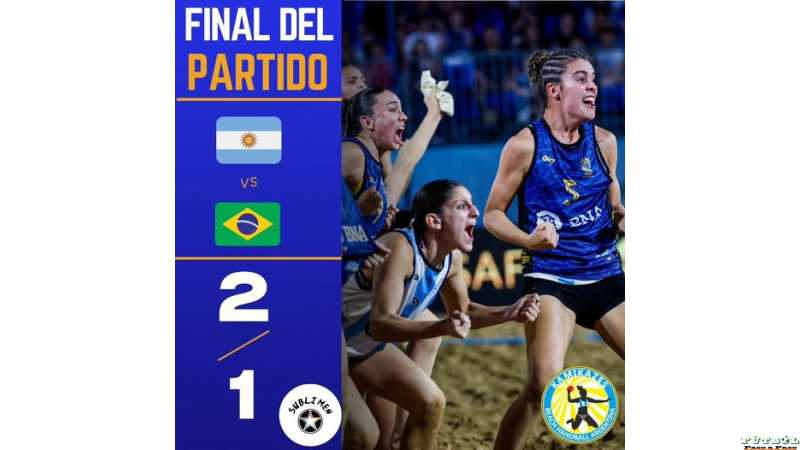 Selección Argentina Femenina de Beach Handball  Las Kamikazes por primera vez en las semifinales de un mundial tras vencer 2-1 a Brasil