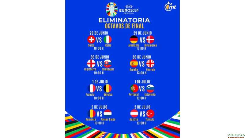 Vayan marcando fecha y hora para cada partido porque ya se aproximan los Octavos de Final de la #Euro2024