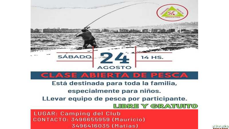 Club Caza y Pesca Ciudad de Esperanza invita a esta clases especiales de pesca