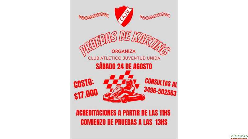 Pruebas de karting este sábado 24 Kartódromo del Club Juv Unida de Humboldt