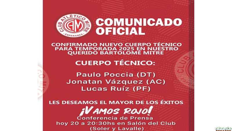 Club Bme Mitre presentó el cuerpo tecnico temporada 2025