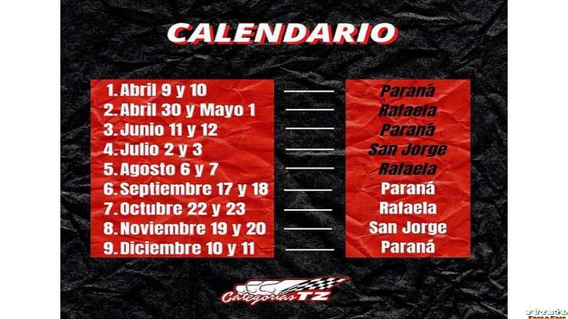 Confirmamos calendario hasta fin de año de las 9 fechas del campeonato T.Z Juan Carlos Stancato.