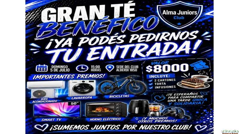 TE BENEFICO INSTITUCIONAL Para el domingo 5 de julio, el Club Atlético Alma Juniors