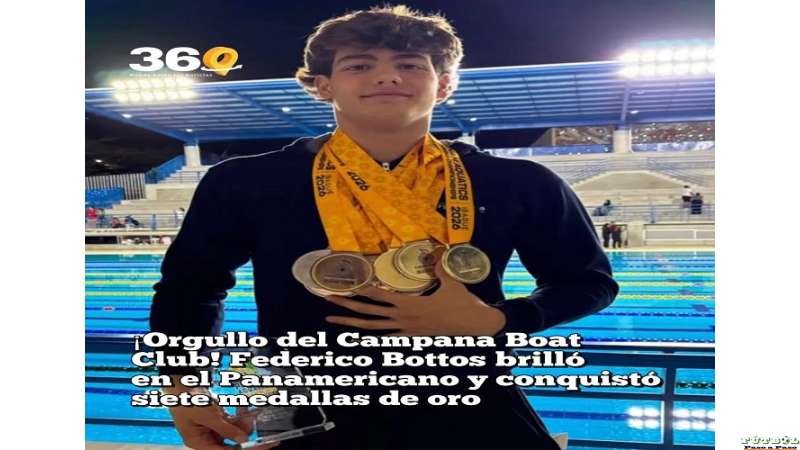 ¡Orgullo del Campana Boat Club! Federico Bottos brilló en el Panamericano y conquistó siete medallas de oro