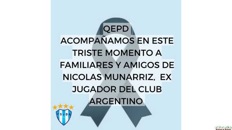 Club Argentino de Franck lamentan fallecimiento de Nicolas Munarriz ex jugador de la entidad