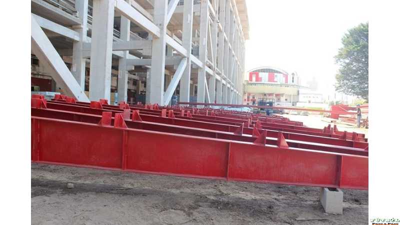 Club Unión de Santa Fe comenzara el montaje del techo de los palcos altos y llegaron las luminarias led