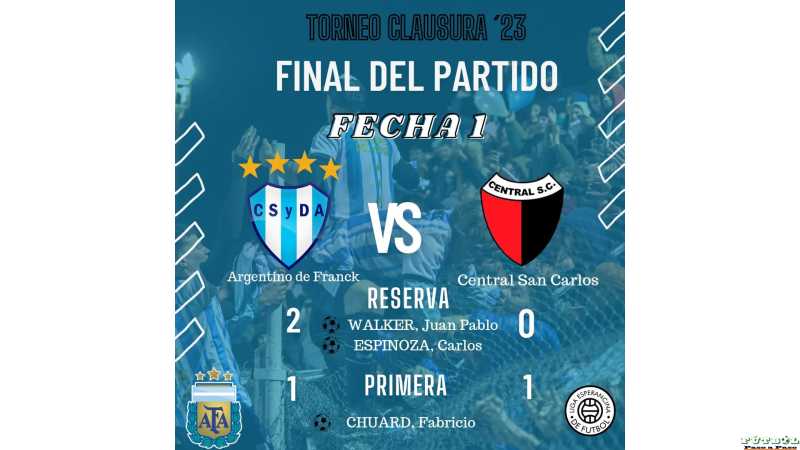 Se disputó partido pendiente 1° fecha entre Arg de Franck con Central San Carlos
