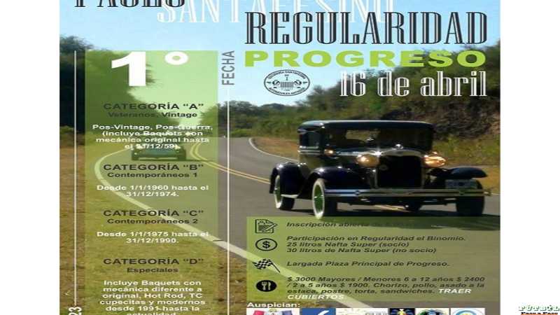 16 Abril certamen de regularidad Santafesino en Progreso