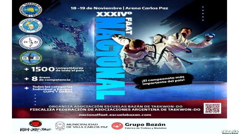 Con tiempo se anuncia un gran evento de Taekwondo 18 19 noviembre en Carlos Paz