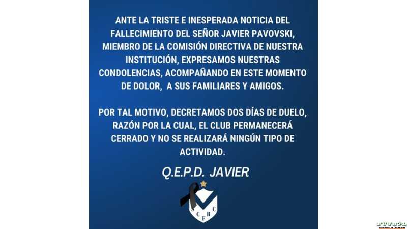 Club Sta Clara lamenta Fallecimiento de su directivo Javier Pavoski