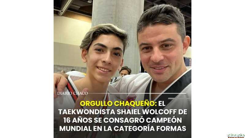 Shaiel David Wolcoff Chaqueño 16 años 1° puesto categoría Formas del Mundial de Taekwondo ATA  en Phoenix, Arizona.