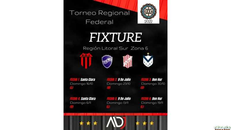 Fixture confirmado para el TORNEO REGIONAL FEDERAL 2022
