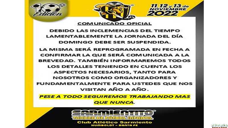 Se debio suspender el Torneo Sarmientito por las inclemencias del tiempo ( ver 16 fotos predio)