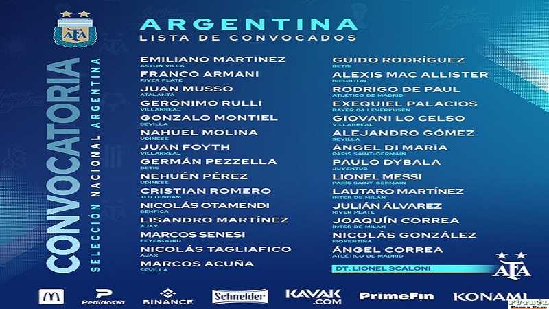 Selección Mayor Scaloni dio a conocer a los convocados para el viaje a Europa.Enfrentara a Italia.