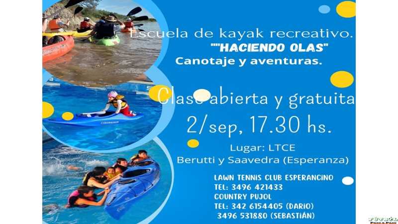 El LTCE y Country Pujol invitan a la Escuela de Kayak recreativo